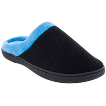 Load image into Gallery viewer, Black and Light Blue ComfyFeet Clog Slipper