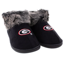 Load image into Gallery viewer, Georgia Bulldogs Faux Sheepskin Furry Top Indoor/Outdoor Slippers