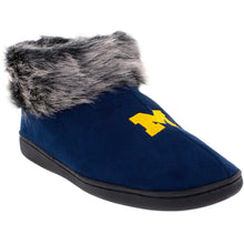 Load image into Gallery viewer, Michigan Wolverines Faux Sheepskin Furry Top Indoor/Outdoor Slippers