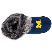 Load image into Gallery viewer, Michigan Wolverines Faux Sheepskin Furry Top Indoor/Outdoor Slippers