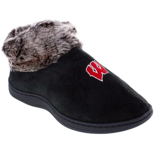 Wisconsin Badgers Faux Sheepskin Furry Top Indoor/Outdoor Slippers