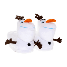 Load image into Gallery viewer, White Olaf slippers from Frozen with embroidered eyes and twig hair detail