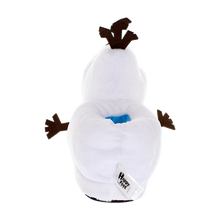 Load image into Gallery viewer, Pair of Olaf Frozen slippers in white plush with orange carrot noses