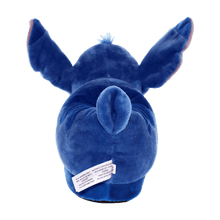 Load image into Gallery viewer, Pair of blue Stitch slippers in soft plush with character face detail