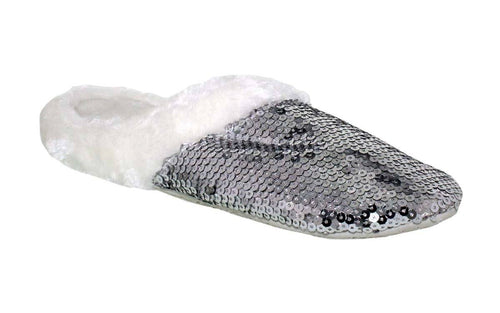 Silver Sequin Clog Slippers