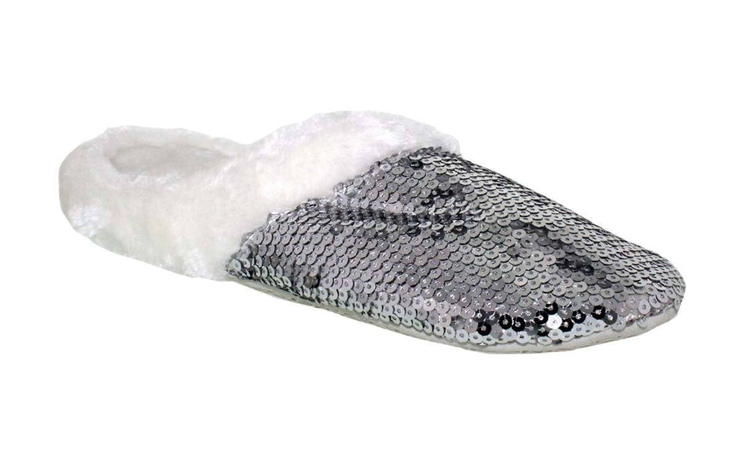 Silver Sequin Clog Slippers