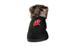 Wisconsin Badgers Faux Sheepskin Furry Top Indoor/Outdoor Slippers