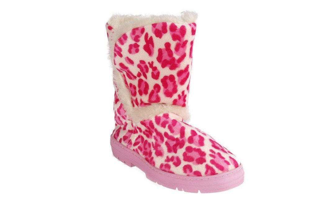 Pink Leopard Slipper Boot