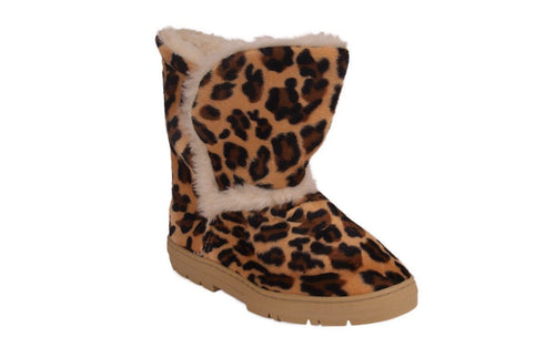 Brown Leopard Slipper Boot