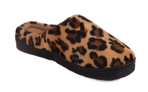 Brown Leopard Clog Slippers