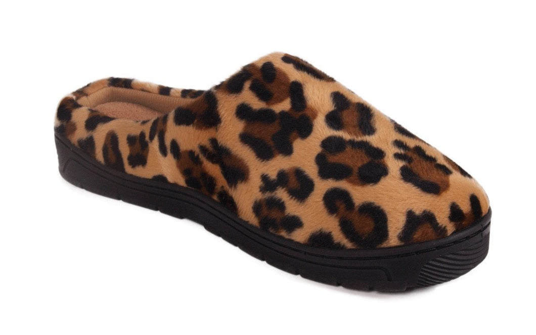 Brown Leopard Clog Slippers