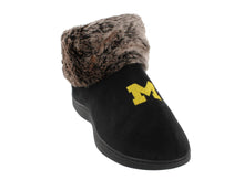 Load image into Gallery viewer, Michigan Wolverines Faux Sheepskin Furry Top Indoor/Outdoor Slippers